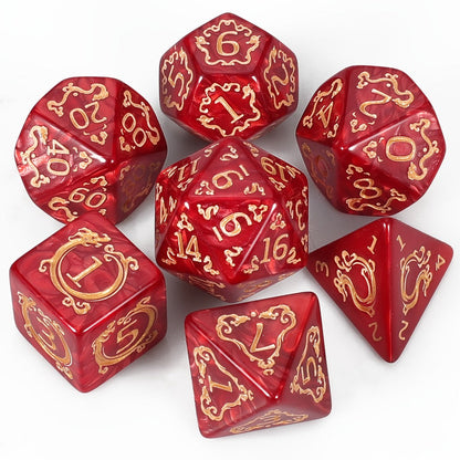 DnD Dice Set 49pcs Dragon Pattern Polyhedral Dice 7 Sets with Pouches with the Listed Color, Size or Set Options for Everyday Use