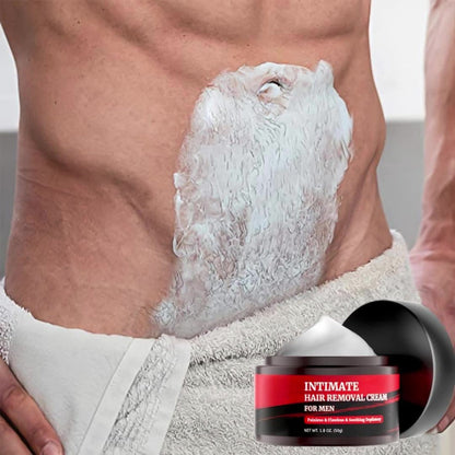 Intimate Area Hair Removal Cream for Men with Plant-Based Squalane Fast-Acting Painless Depilatory for Groin Chest Back Body Sensitive Skin