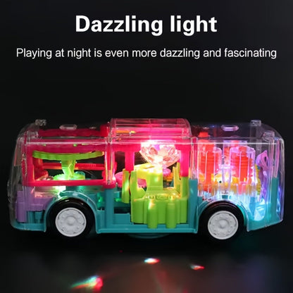 LED Light Up Transparent School Bus Toy with Colorful Flashing Lights, Toddler Toy for Boys & Girls Ages 2+