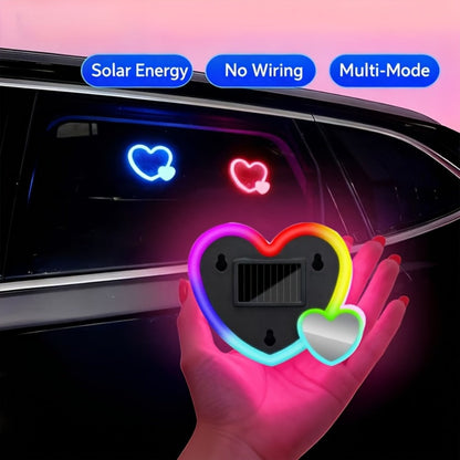 Car Interior Neon Heart Lights Solar USB Rechargeable 5 Lighting Modes Vibration-Sensing Auto On/Off Dashboard Decoration for Cars Trucks