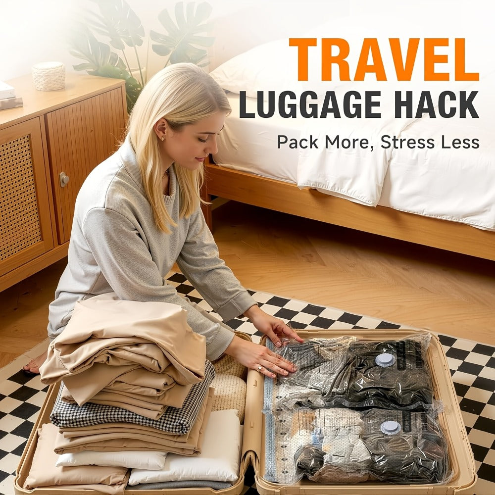 Travel Compression Bags with Pump 24 Pack – Vacuum Storage Pouches for Clothing, Space Saving Packing Bags for Suitcase Backpack