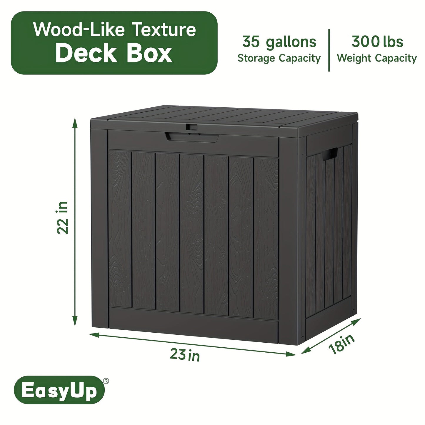 35-Gallon Deck Box with Wood-Grain or Rattan-Style Panels in Black or Light Brown Color Options