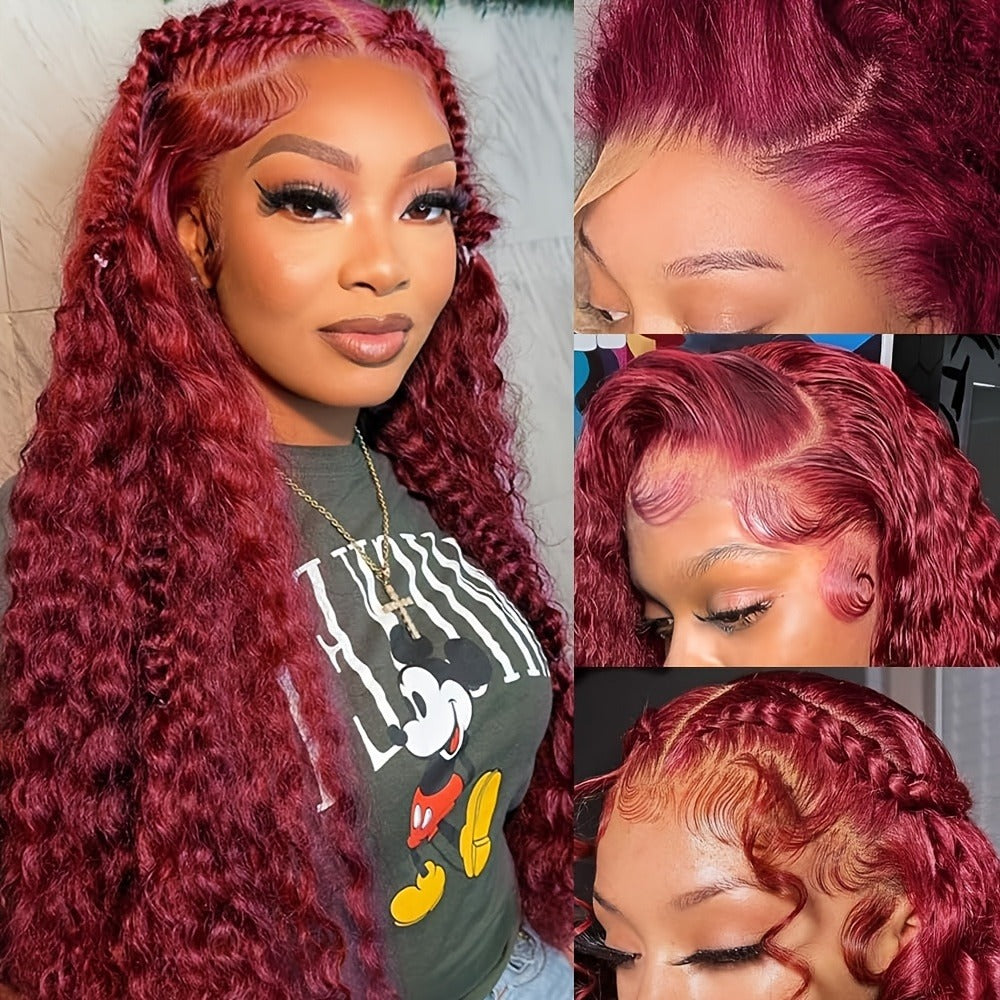 Lace Front Wig 24in Deep Curly Style with 13x4 Lace, 180% Density and Ginger Orange Color Choice