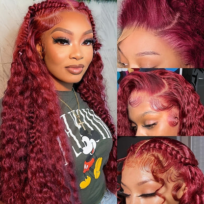 Lace Front Wig 24in Deep Curly Style with 13x4 Lace, 180% Density and Ginger Orange Color Choice