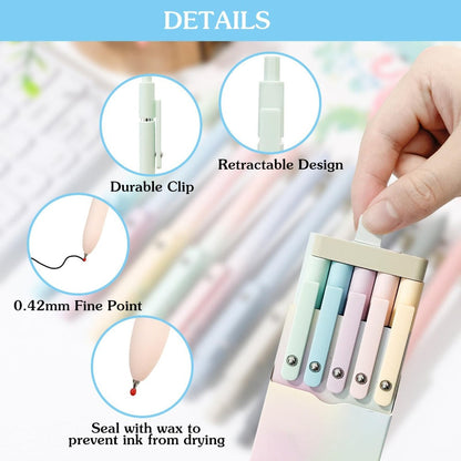 Gel Pen Set 25-Pack – 5 Multicolor Pens + 20 Black Refills 0.5mm Fine Point Quick-Drying Smooth Writing No Feather Ink for Office School