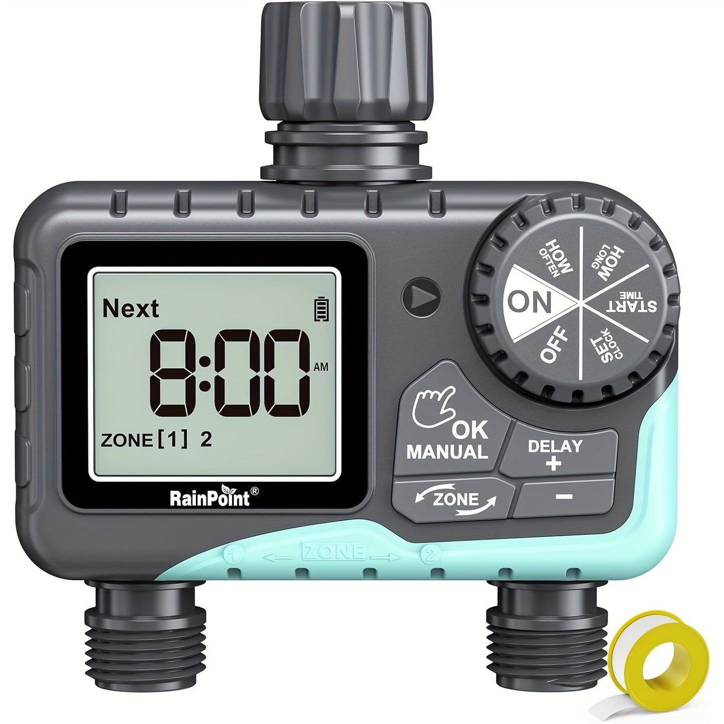 2-Zone Sprinkler Timer Programmable Faucet Irrigation Controller for Lawn & Yard, for Garden, Lawn and Yard Watering