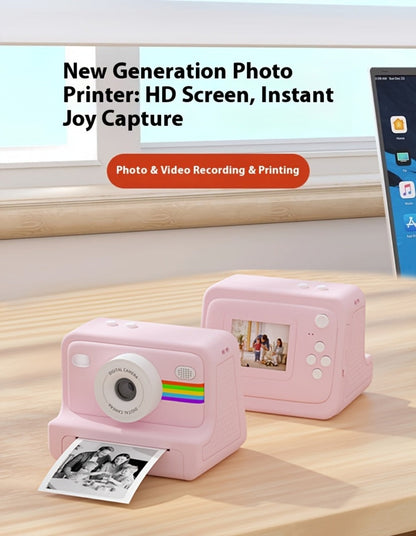 Instant Print Digital Camera with 1-Second Photo Printing, 1080P HD Screen, Selfie & Video Camera