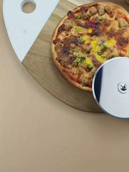 Pizza Wheel Cutter Stainless Steel with Wooden Handle Sharp Pizza Slicer Easy Grip Durable Roller for Pizza Biscuits Noodles Pastry Kitchen