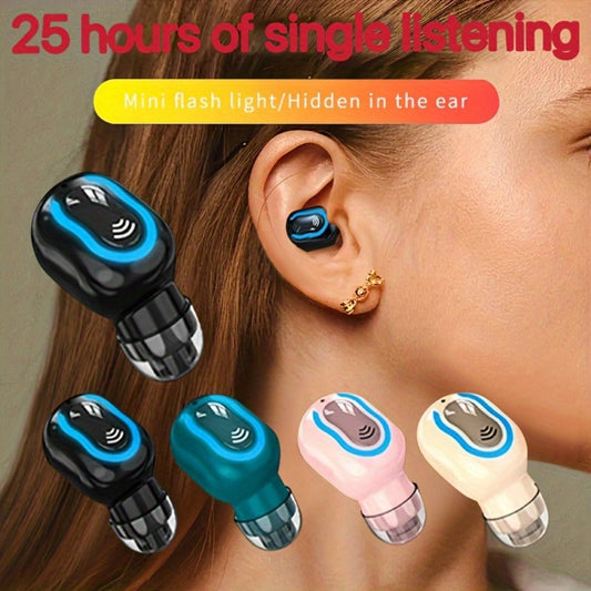 Mini Invisible Wireless Earphone Long Standby Condenser Microphone In-Ear Sport for Bedside Audio, Alarms and Room Entertainment