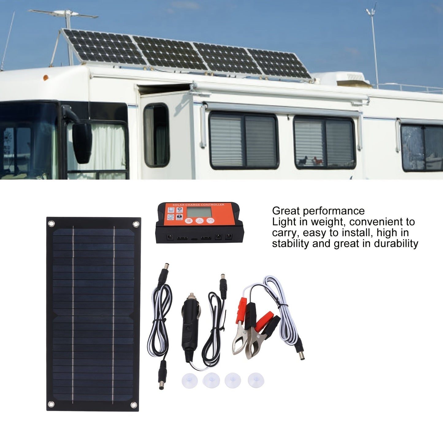 Monocrystalline Solar Panel Kit 18V with 100A Charge Controller – Portable High-Efficiency Solar Charger for RV, Camping