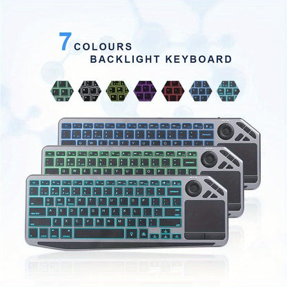 Touchpad Wireless Keyboard 2.4G Dual Mode, Backlit Multimedia Hotkeys, Type-C Rechargeable, All-in-One Remote for Smart TV