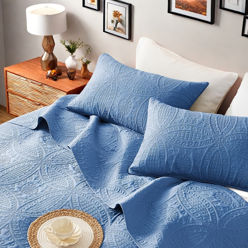 Quilt Set 2-3pcs – Lightweight Microfiber Bedspread Coin Pattern Coverlet All Seasons Twin Full Queen King Cal King