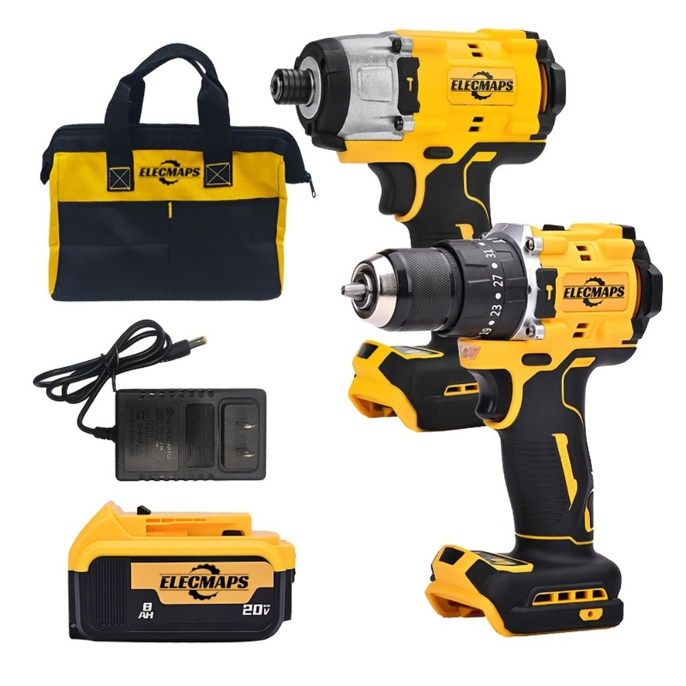 Cordless Power Tool Combo Kit for Dewalt 20V Battery - Impact Wrench 1500Nm, Brushless Drill & Screwdriver Set for Home & Construction