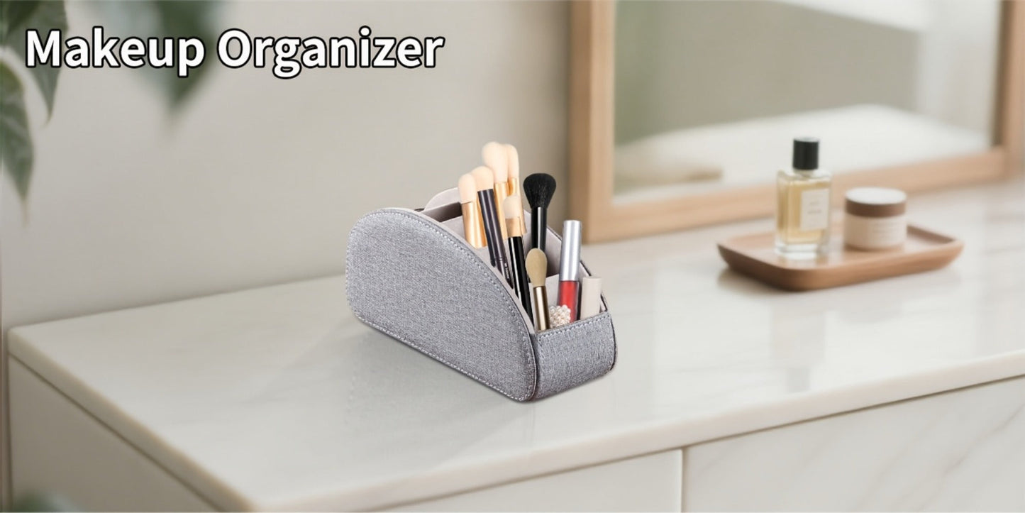 Faux Leather Desktop Organizer 5 Compartments – Multifunctional Remote Control Holder Caddy, Pen Holder Storage Box for Remote Controls