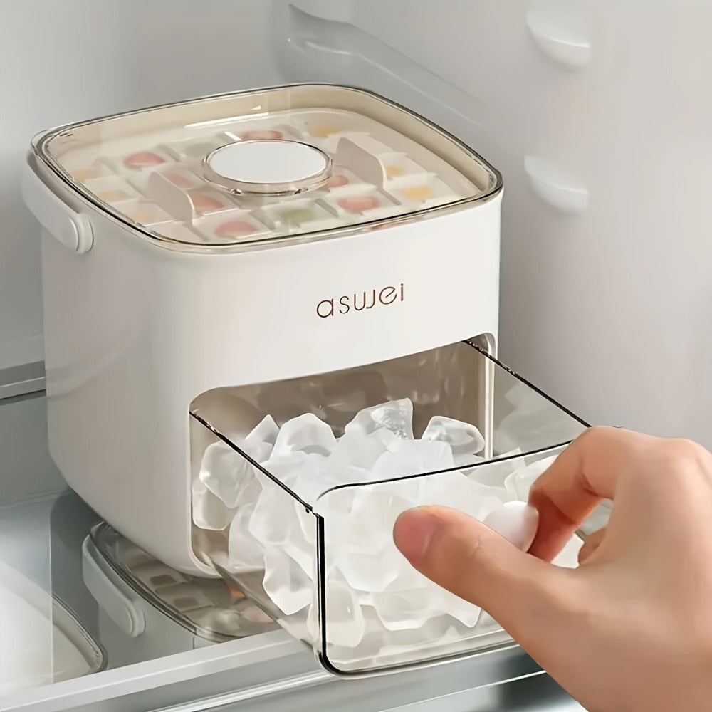 Ice Cube Tray 48 Grid Double Layer Large - Easy Press Stackable Ice Mold Food Grade Plastic for Freezer Refrigerator