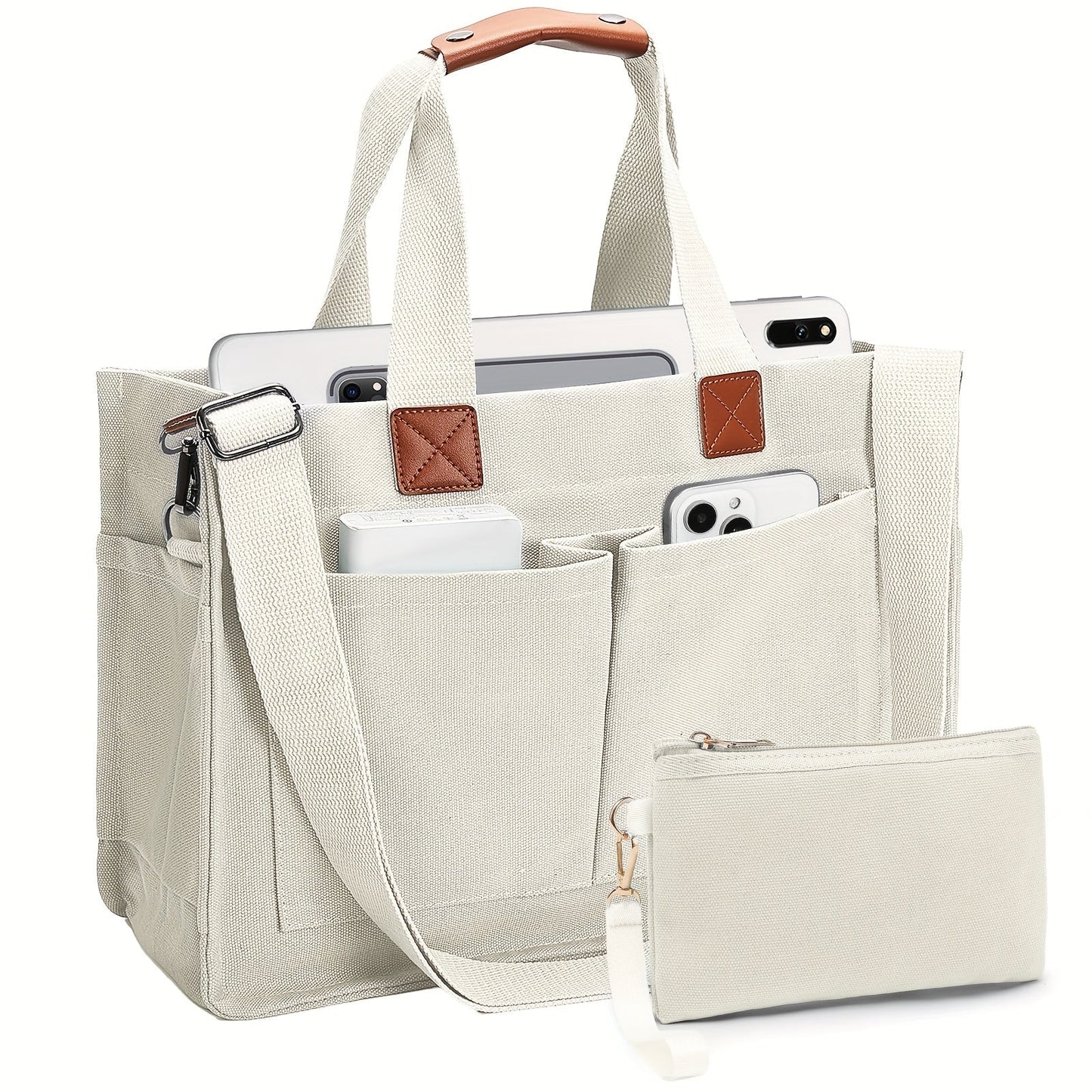 Large Utility Tote Bag for Women with Multiple Pockets, Adjustable Strap and Small or Large Sizes