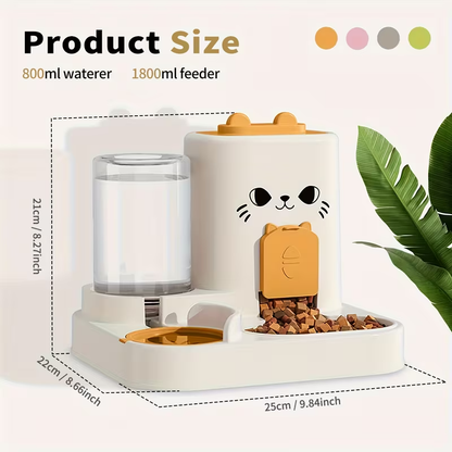 Automatic Cat Feeder and Water Dispenser 2-in-1 – Large Capacity Dry Wet Separation Pet Food Bowl, Battery-Free Gravity Feeder for Indoor