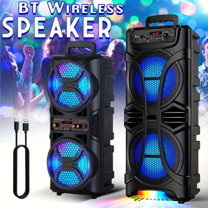PA Speaker Karaoke Machine 3000W with Dual 6.5" Woofers, Bluetooth Wireless, FM Radio, Party Lights