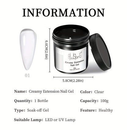 Clear Nail Extension Builder Gel Kit, Three 100g Containers for UV LED Manicure Length and Structure