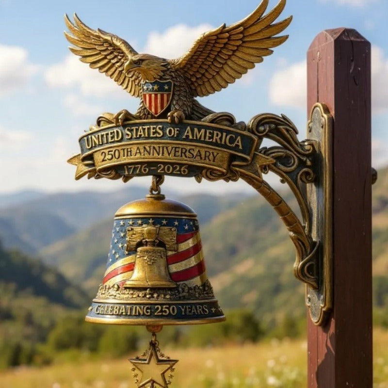 Patriotic Eagle Wind Chime – Vintage Metal Doorbell for Porch & Garden 250th Anniversary