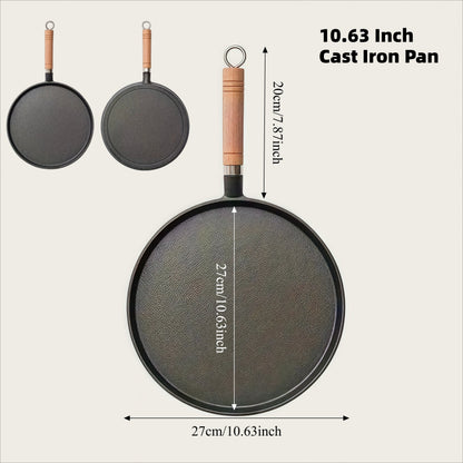 Cast Iron Skillet Non-stick Flat Pan 8.27/9.45/10.63 Inch for Pancakes Eggs & Crepes for Home Cooking, Dining and Outdoor Meals