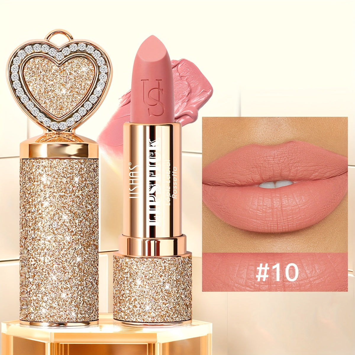 Matte Lipstick Heart-Shaped Design 24H Long-Lasting Velvet Finish – Transfer-Resistant Highly Pigmented Buildable Lip Color