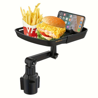 Car Cup Holder Tray Extender – Detachable Cup Holder Extension with Dining Tray, Car Organizer Table for Long-Distance Travel