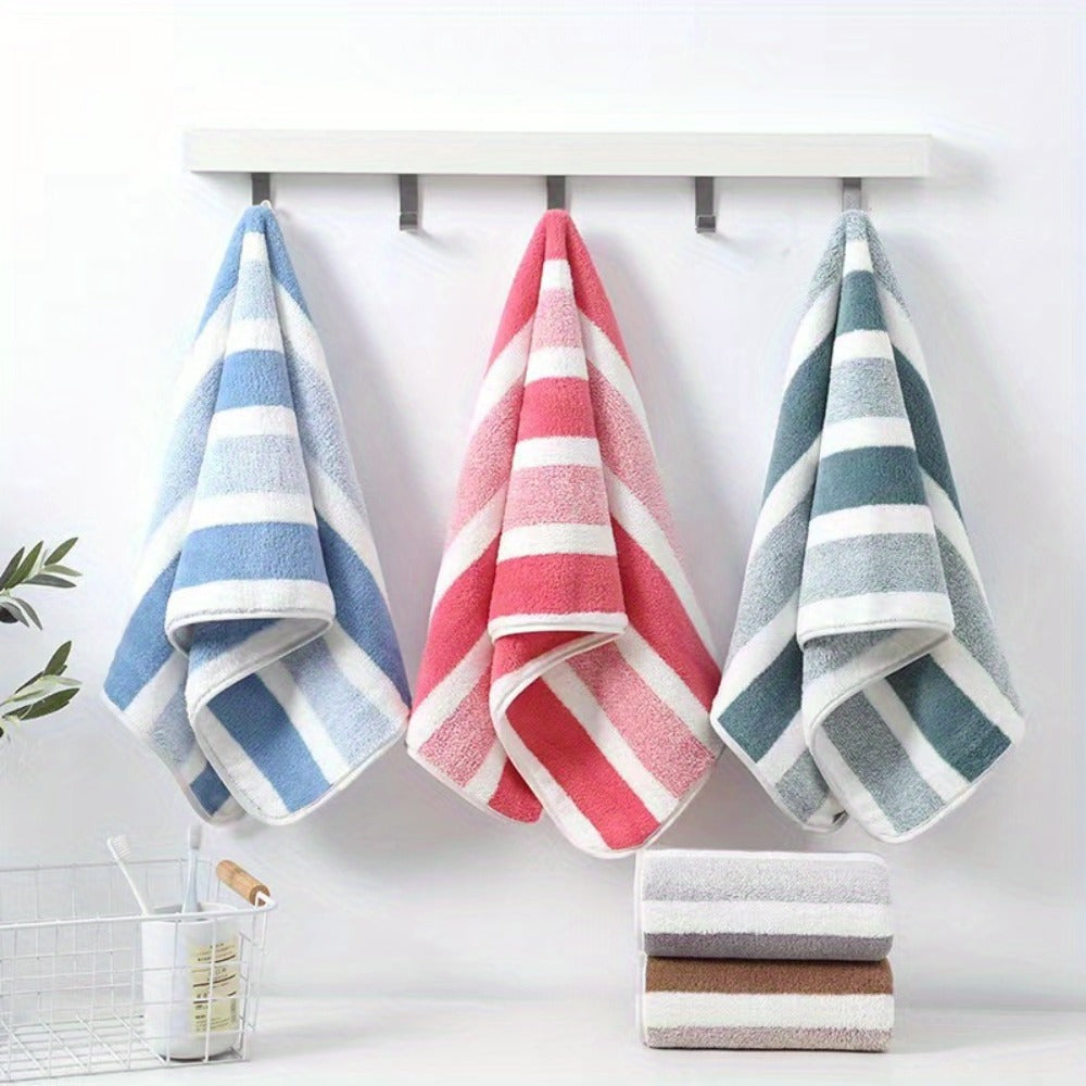 Bath Hand Towels, Towel Set 8 Piece Two-Color Striped Mix with 2 Bath, 2 Face and 4 Hand Towels in Four Colors