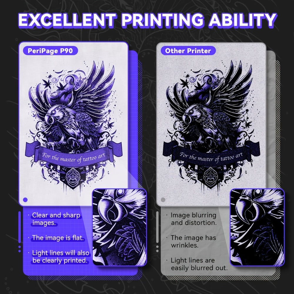 Tattoo Stencil Printer D80 - Wireless Bluetooth Thermal Printer for Tattoo Transfer Paper & A4 Office Printing