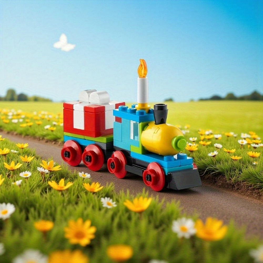 Birthday Train Building Set 30642, Mini Brick Creator Kit with Cake Balloons & Gifts for Parties, Celebrations and Guest Favors
