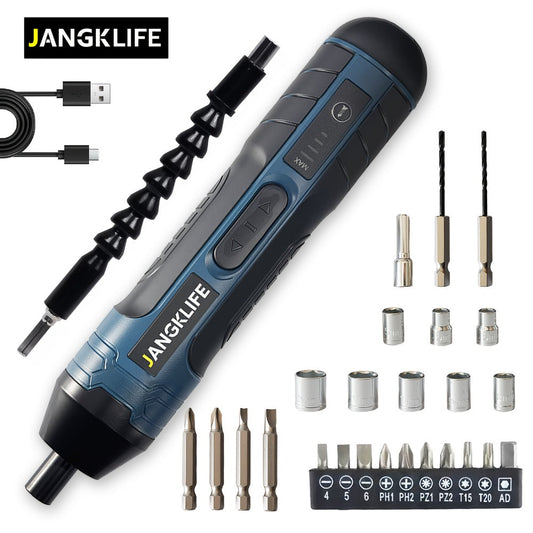Cordless Electric Screwdriver Set, Rechargeable Power Screwdriver with LED Light, DC Charging, Bit Accessories Included