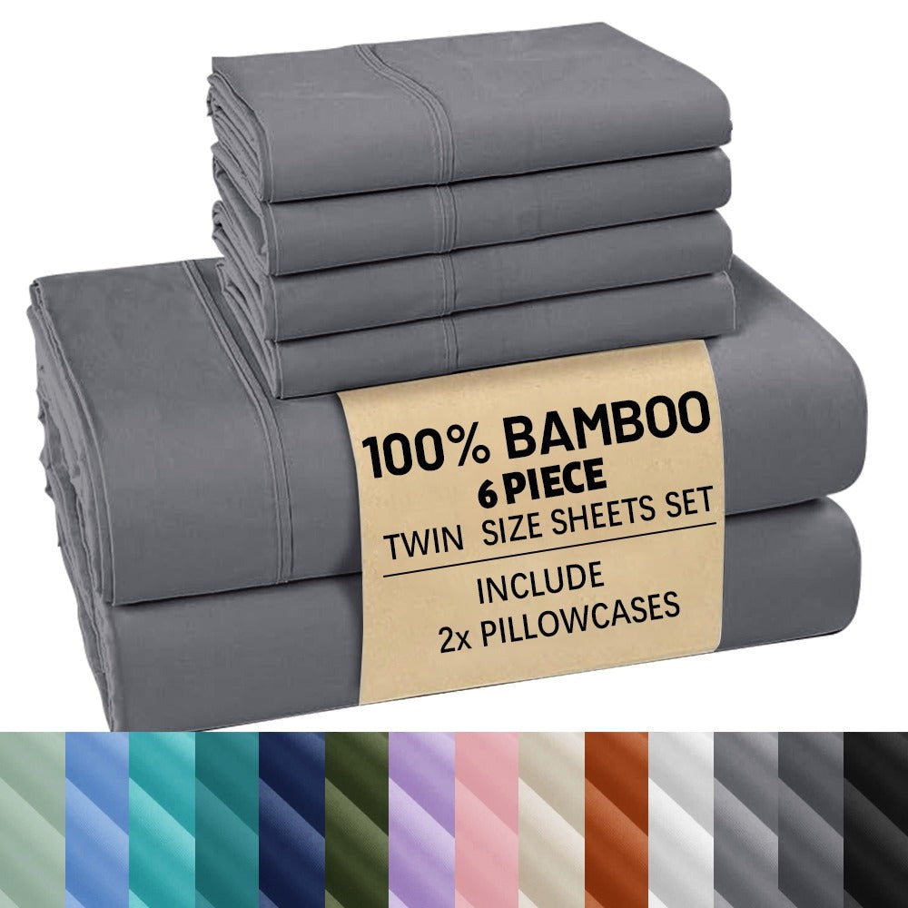 Viscose-from-Bamboo Sheet Set with 4- or 6-Piece Configurations, 11 Colors and 16-Inch Pocket Label