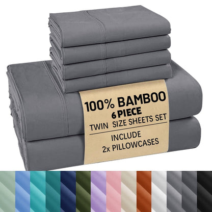 Viscose-from-Bamboo Sheet Set with 4- or 6-Piece Configurations, 11 Colors and 16-Inch Pocket Label