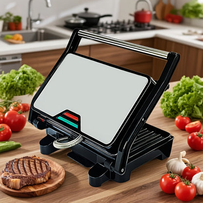 Electric Panini Press Grill Double-Sided Heating Sandwich Maker Waffle Iron Steak Grill Indoor for Grilling, Camping and Outdoor Meals