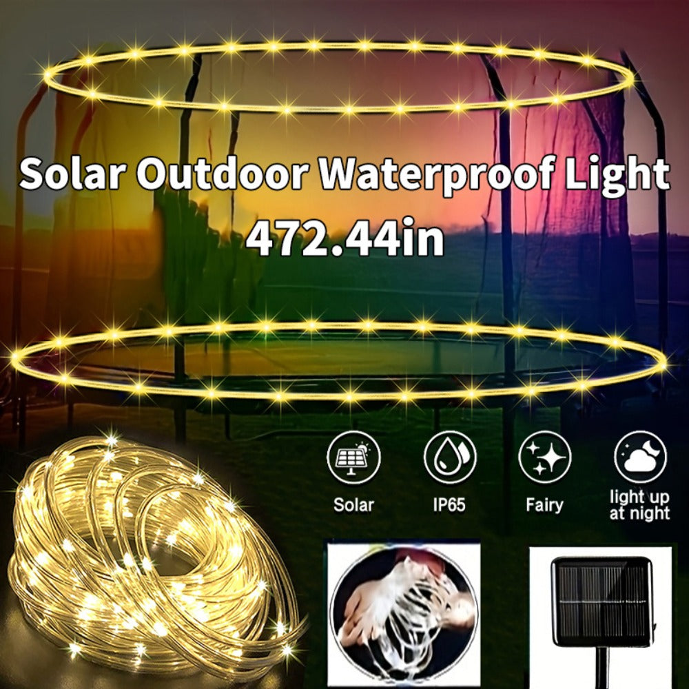Solar Powered LED Trampoline Lights Colorful Rope Lights for 8-16 Ft Trampolines 8 Dynamic Modes IP65 Waterproof Outdoor Backyard Decoration
