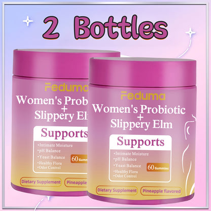 Women's Probiotic Gummies with Slippery Elm for Intimate Moisture Odor Control Healthy Flora