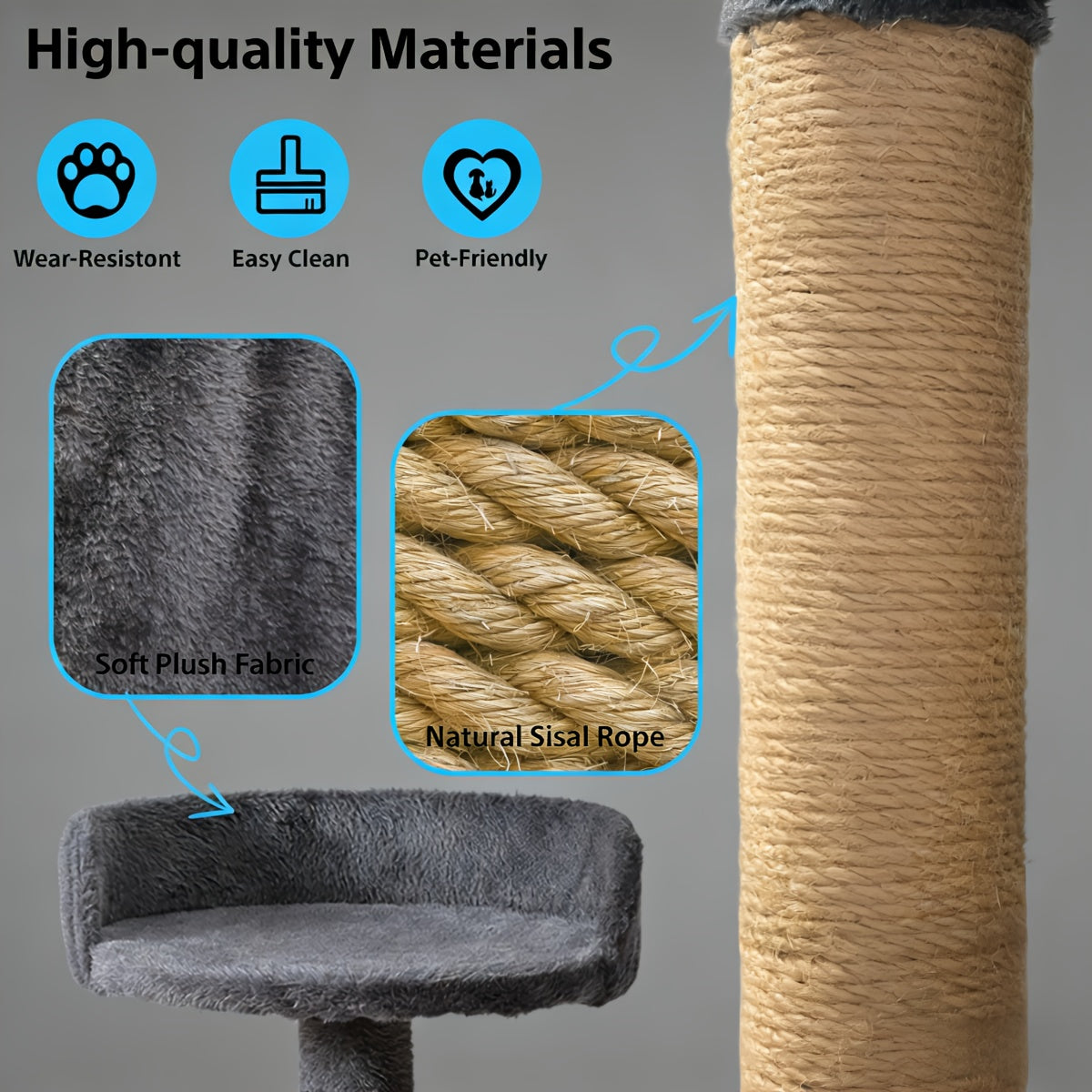 Cat Tree Tower for Indoor Cats Large Multi-Tier with Sisal Scratching Posts, Plush Perches, Hammock, Condo Cave & Hanging Toys