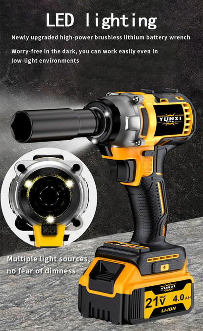 Cordless Impact Wrench 21V Brushless Electric Drill Set with 4000mAh Battery, Toolbox & Full Accessories