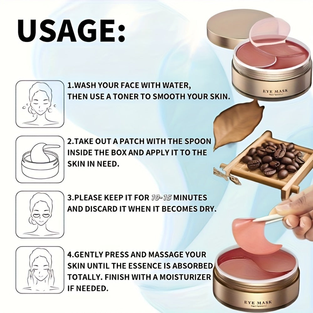 Pink Jar-Style Under-Eye Patches with Wide Finger Tabs and One- or Two-Box Caffeine Package Options