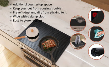 Silicone Stove Top Cover Mat 28"x20" – Heat Resistant Electric Stove Protector for Ceramic Glass Cooktop, Non-Slip Scratch Guard