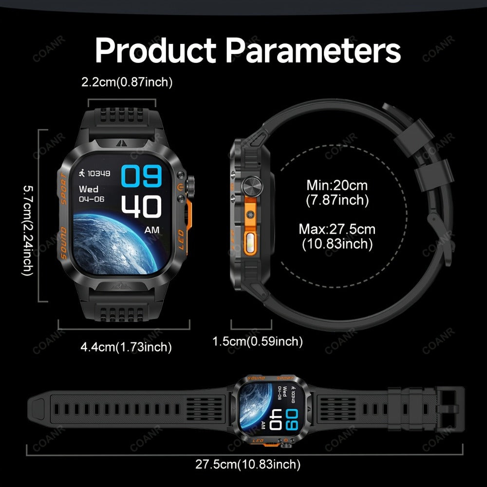 Smartwatch for Men 2.01 Inch with Calling, 100+ Sport Modes, LED Flashlight and Purple Light