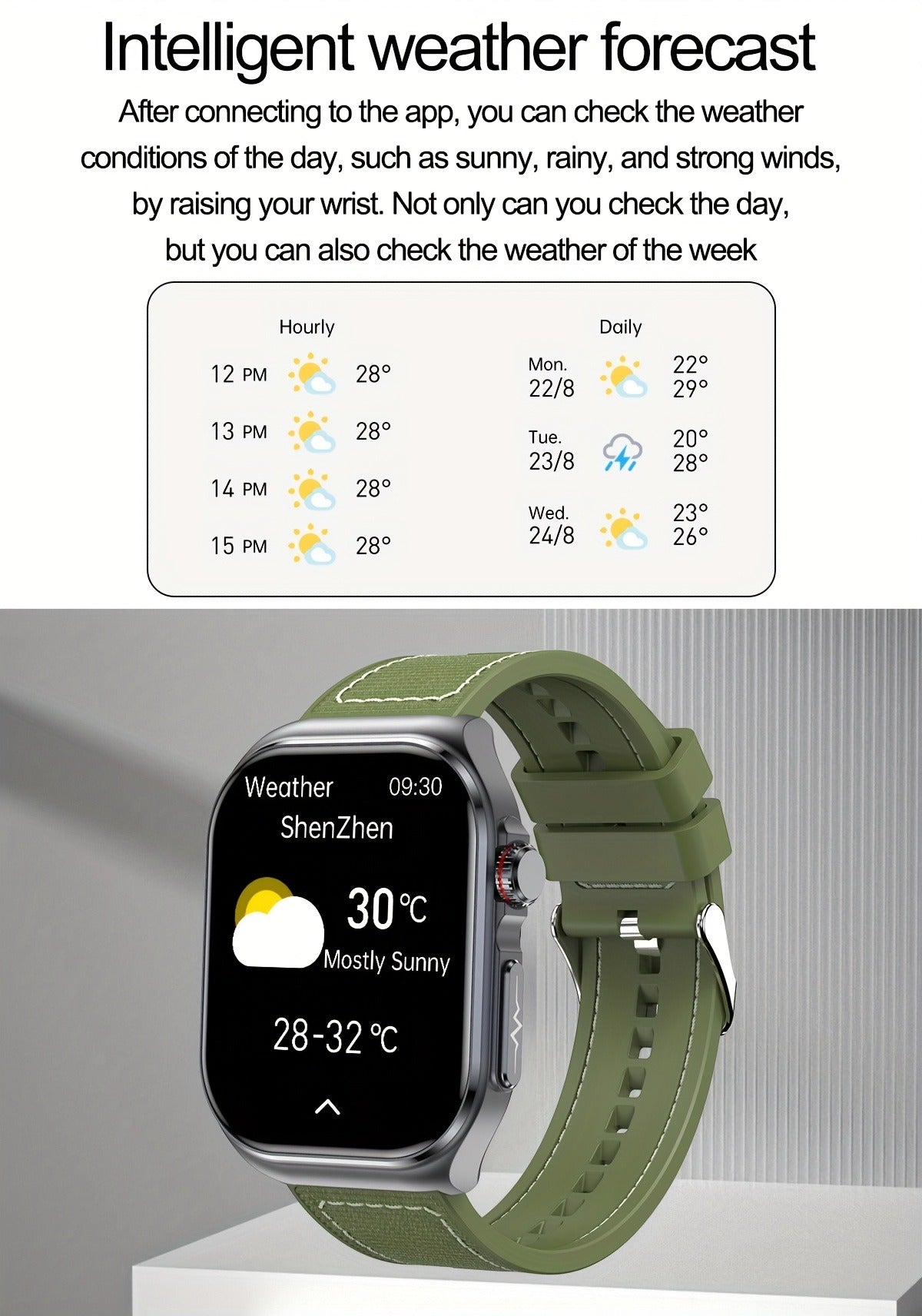 Smart Watch 2.04-Inch AMOLED Display with Bluetooth 5.3 Calling, 530mAh Battery and Six Strap Options