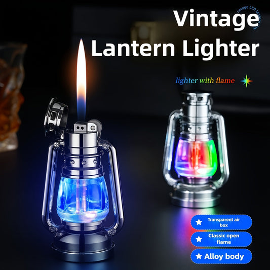 Metal Horse Lantern Lighter Cool Grinding Wheel Design – Refillable Adjustable Flame Windproof Lighter, Creative Mood Light Novelty Lighter