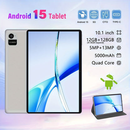 CRELANDER 10.1 Inch Android 15 Tablet 2-in-1 with Wireless Keyboard, Mouse, Case & Stylus, 128GB ROM 12GB RAM 1TB Expandable