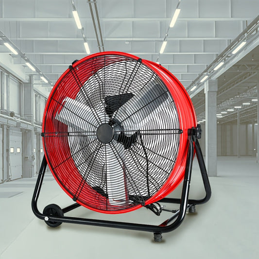 Industrial Floor Fan 24 Inch 9000 CFM Drum Fan 3-Speed 360 Degree Tilt with Casters for Entryways, Bedrooms and Living Spaces