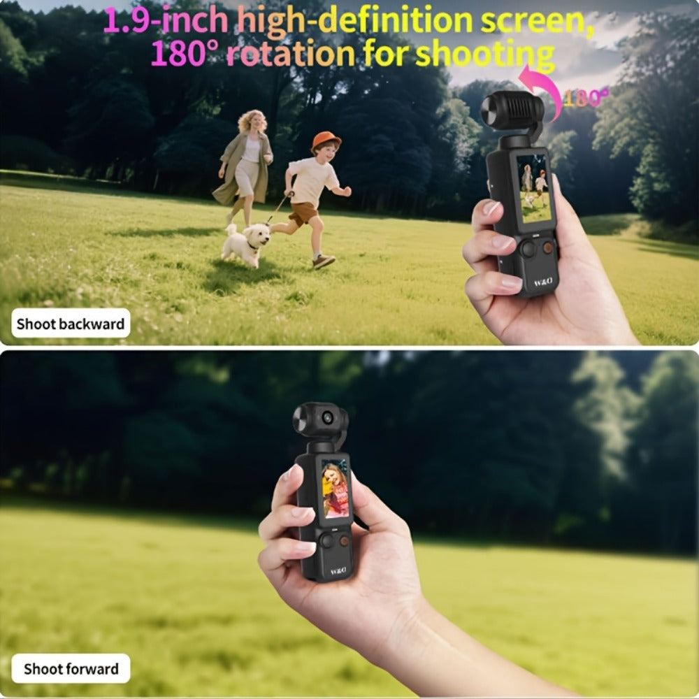4K UHD Pocket Body Camera 32GB Card 2000mAh Battery 16X Zoom 180° Rotation 1.9-Inch Screen Mini Video Audio Cam for Outdoor Sport Bike