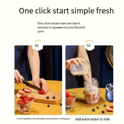 Portable Blender USB Rechargeable Multifunctional – Food Grade PP 13.53oz Mini Blender for Juice, Milkshake & Smoothies