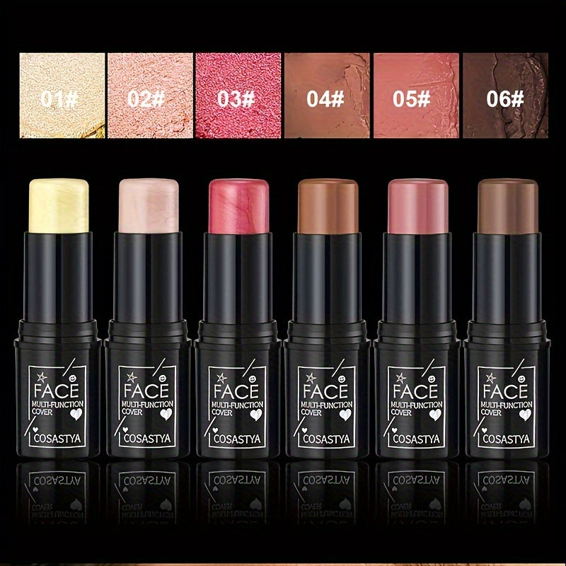 3-in-1 Makeup Stick Set 6pcs – Waterproof Blush Eye Shadow & Highlighter Stick, Long-Lasting Moisturizing Cream Formula