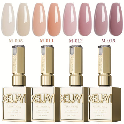 Gel Nail Polish 4-Piece Icy Nude Jelly Set in Frame Bottles with Shades 05, 11, 12 and 15 for Manicures