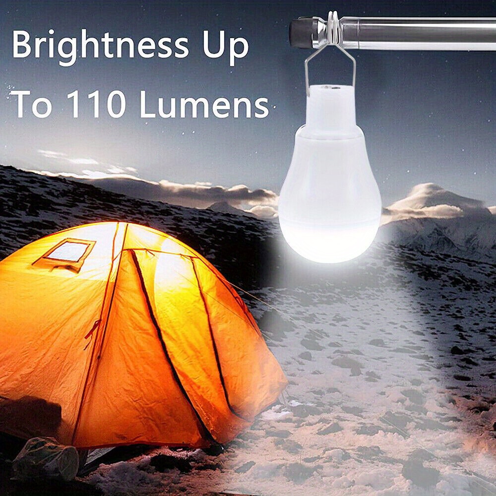 Outdoor Solar Light Bulb with 3.5M Cable – 110 Lumen 12 LED, 800mAh Rechargeable, 6000K Daylight, Portable Hanging Lamp for Garden, Yard